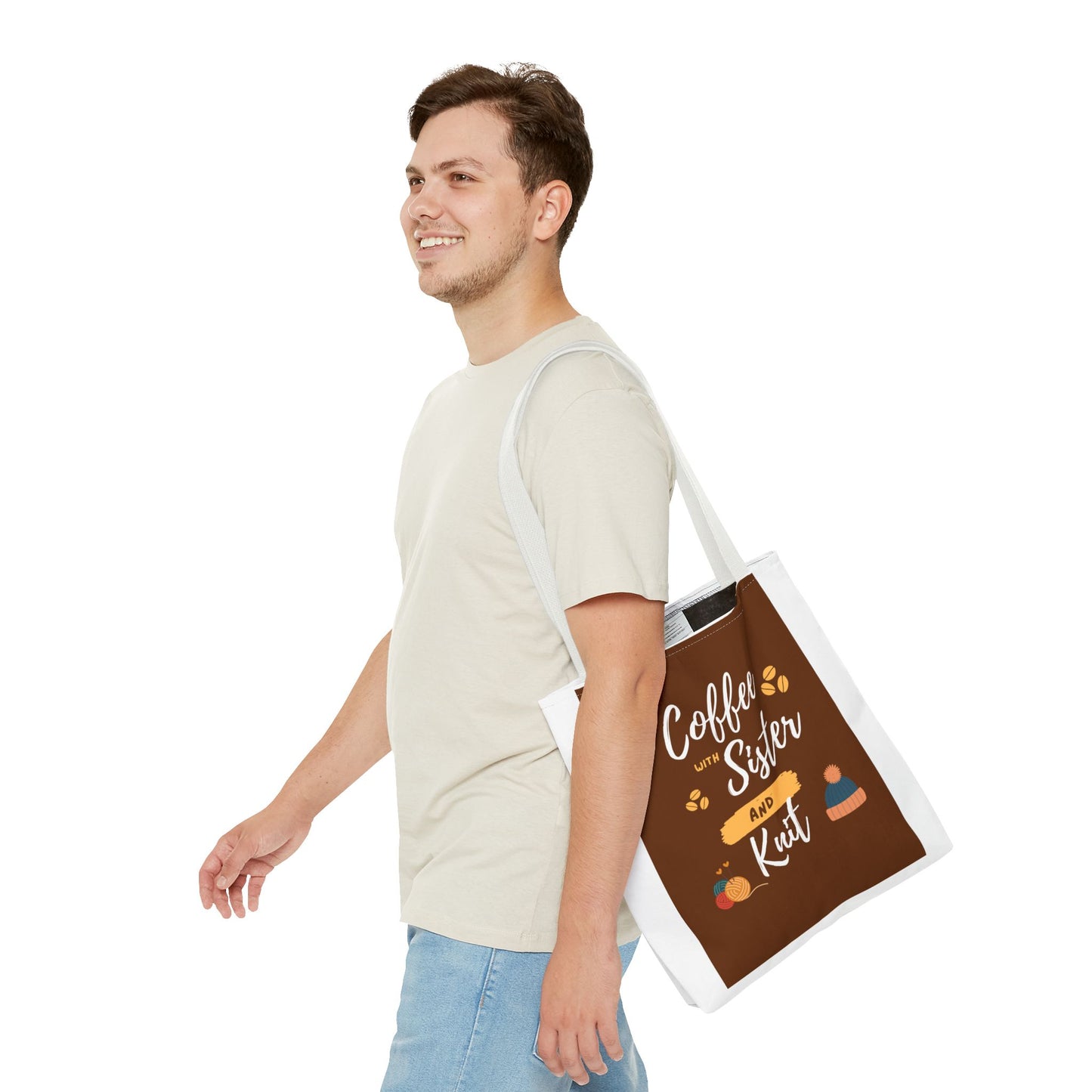 Tote Bag For Knitting and Crochet "Coffee with Sister" Theme