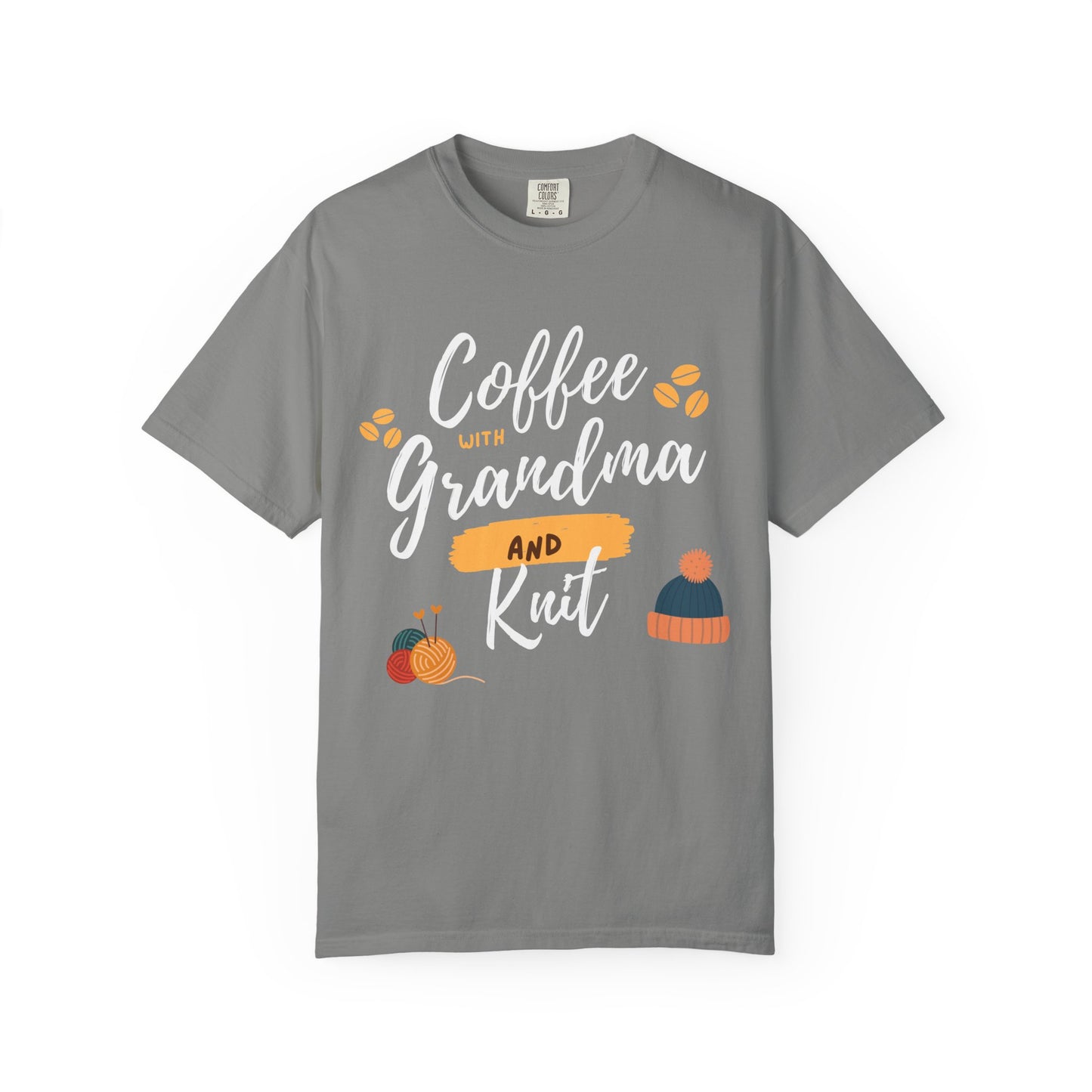 Cozy Knitting Cotton Tee-Coffee with Grandma and Knit Shirt