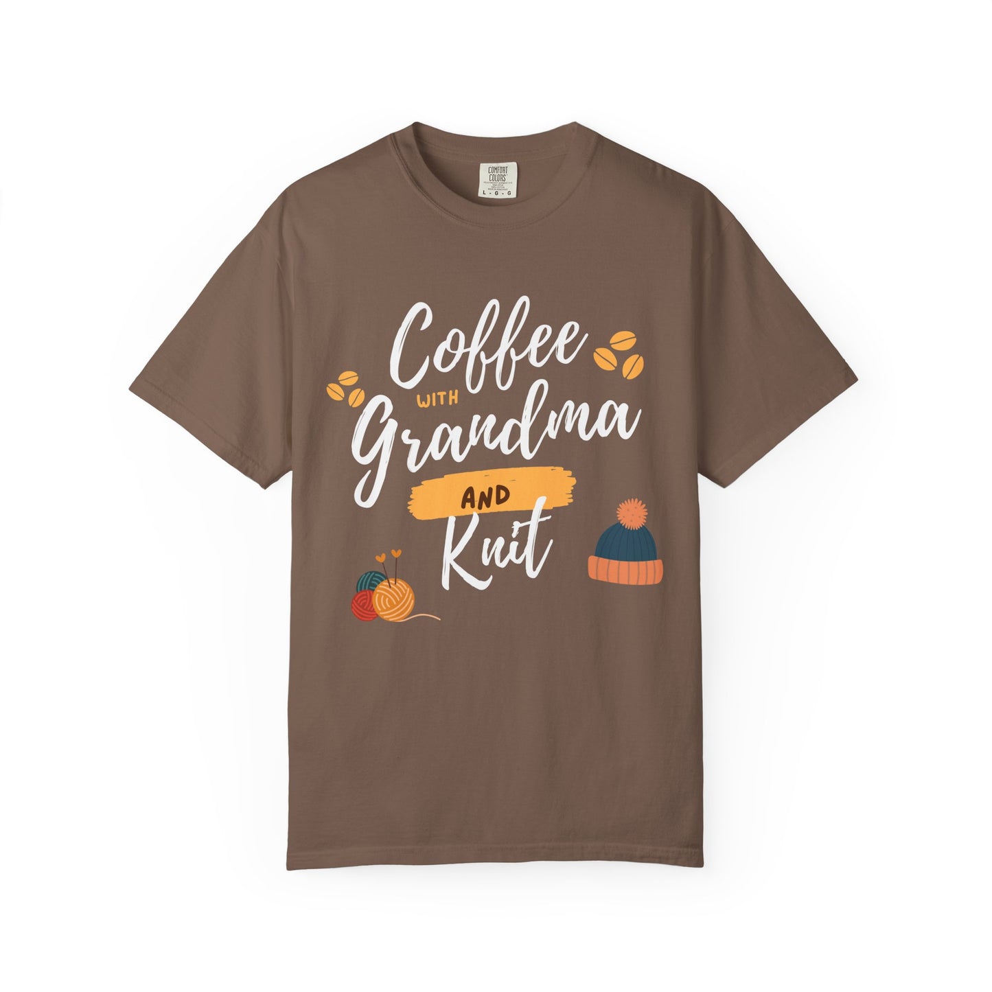 Cozy Knitting Cotton Tee-Coffee with Grandma and Knit Shirt