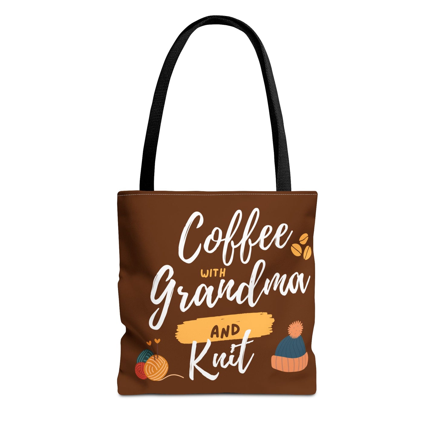 Tote Bag For Knitting and Crochet "Coffee With Grandma" theme