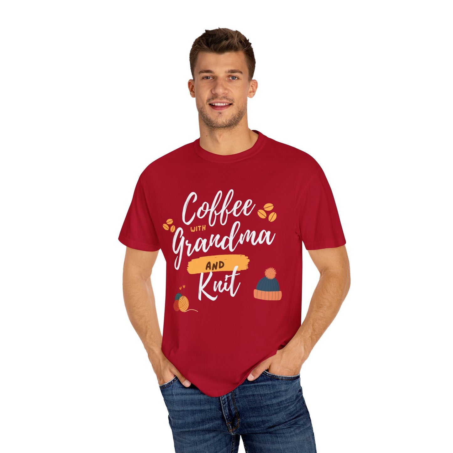 Cozy Knitting Cotton Tee-Coffee with Grandma and Knit Shirt