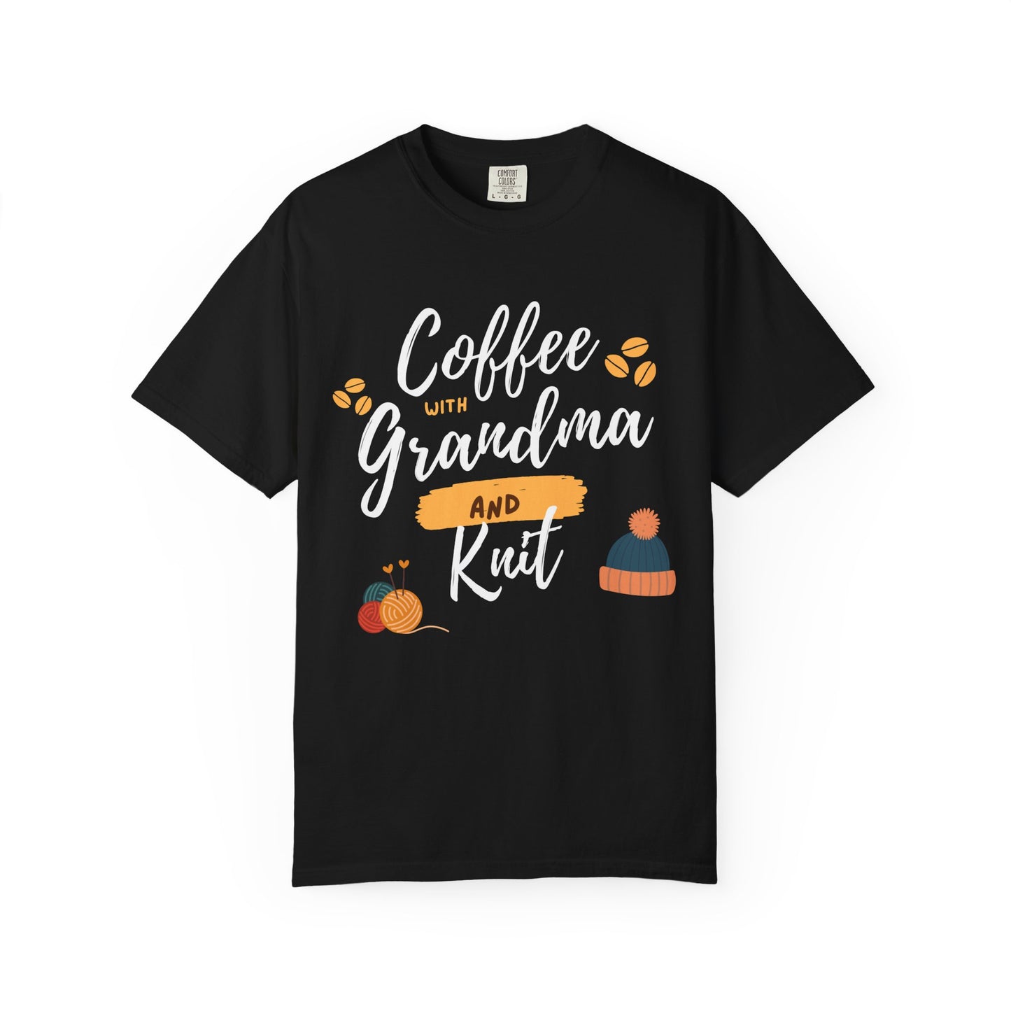 Cozy Knitting Cotton Tee-Coffee with Grandma and Knit Shirt
