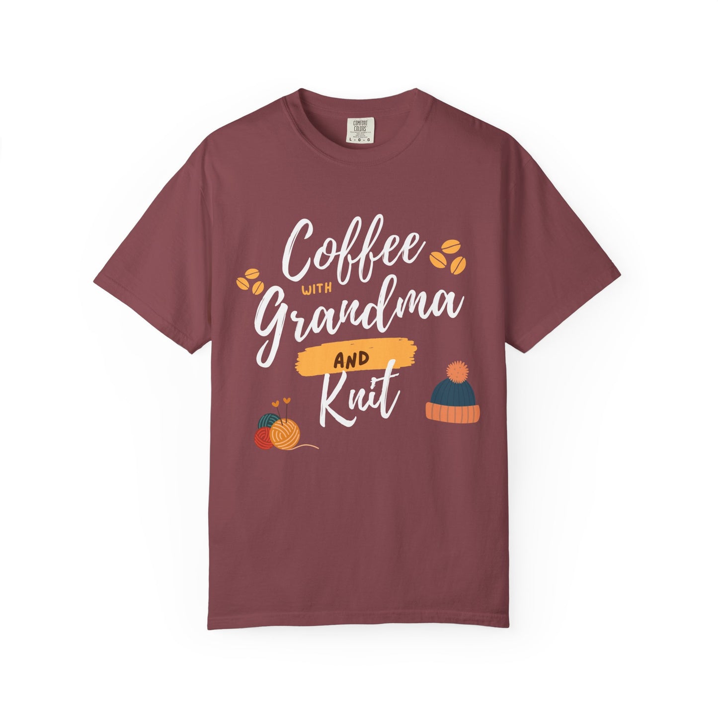 Cozy Knitting Cotton Tee-Coffee with Grandma and Knit Shirt