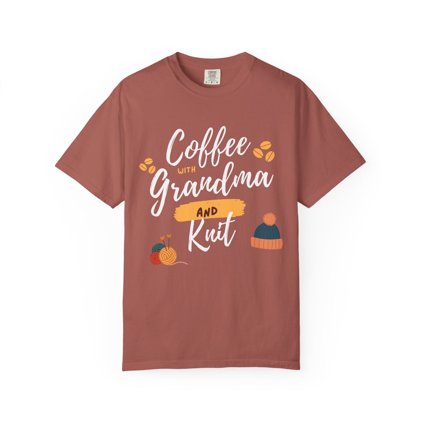 Cozy Knitting Cotton Tee-Coffee with Grandma and Knit Shirt