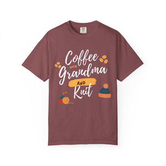 Cozy Knitting Cotton Tee-Coffee with Grandma and Knit Shirt