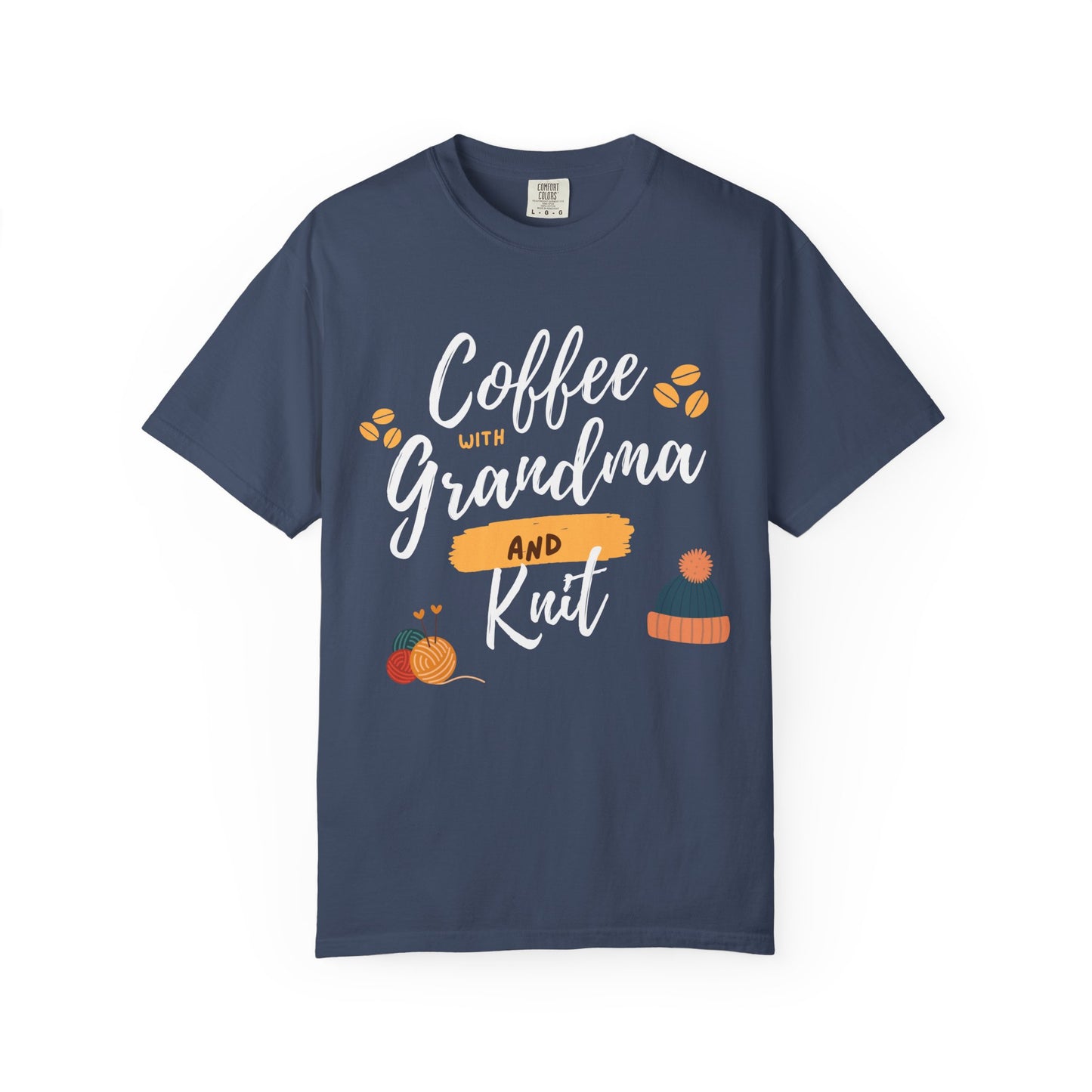 Cozy Knitting Cotton Tee-Coffee with Grandma and Knit Shirt