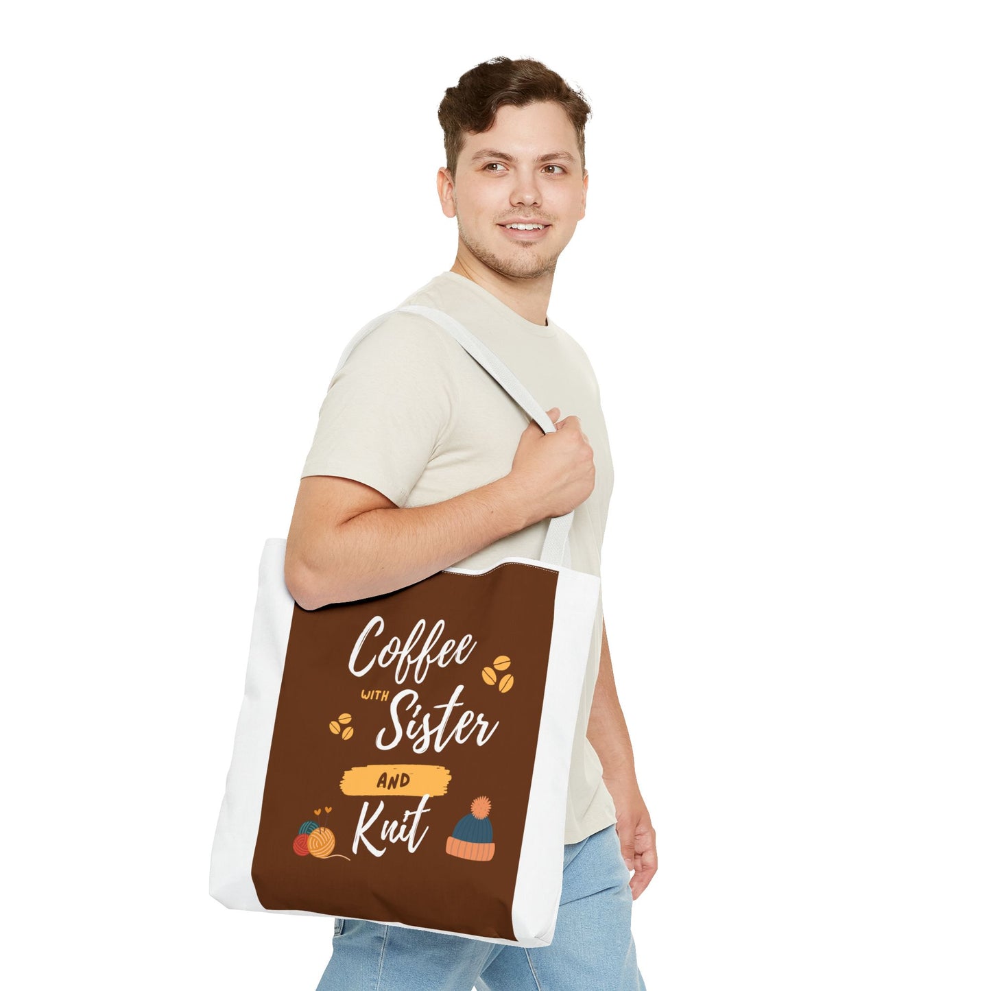 Tote Bag For Knitting and Crochet "Coffee with Sister" Theme