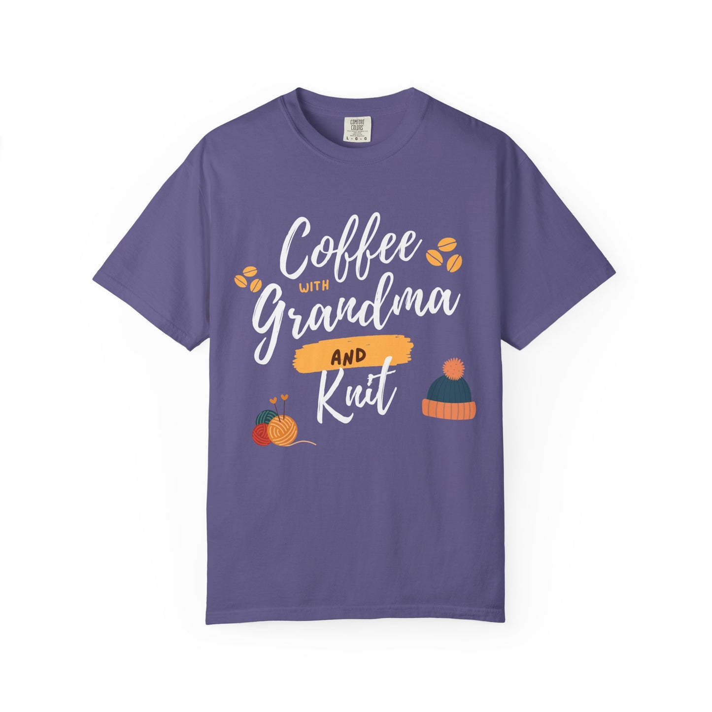 Cozy Knitting Cotton Tee-Coffee with Grandma and Knit Shirt