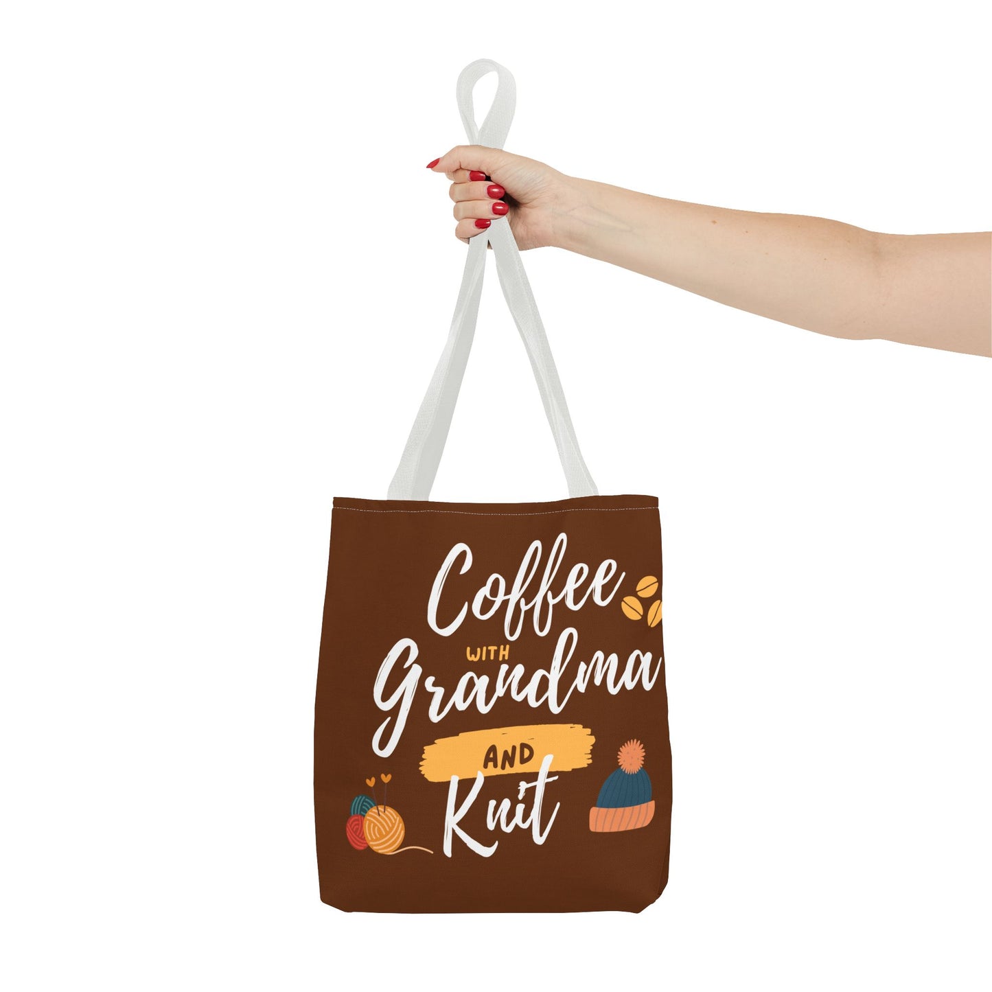 Tote Bag For Knitting and Crochet "Coffee With Grandma" theme