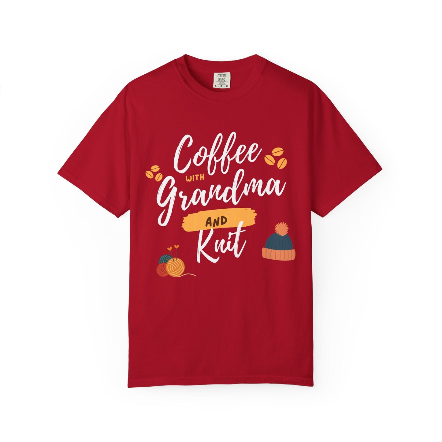 Cozy Knitting Cotton Tee-Coffee with Grandma and Knit Shirt