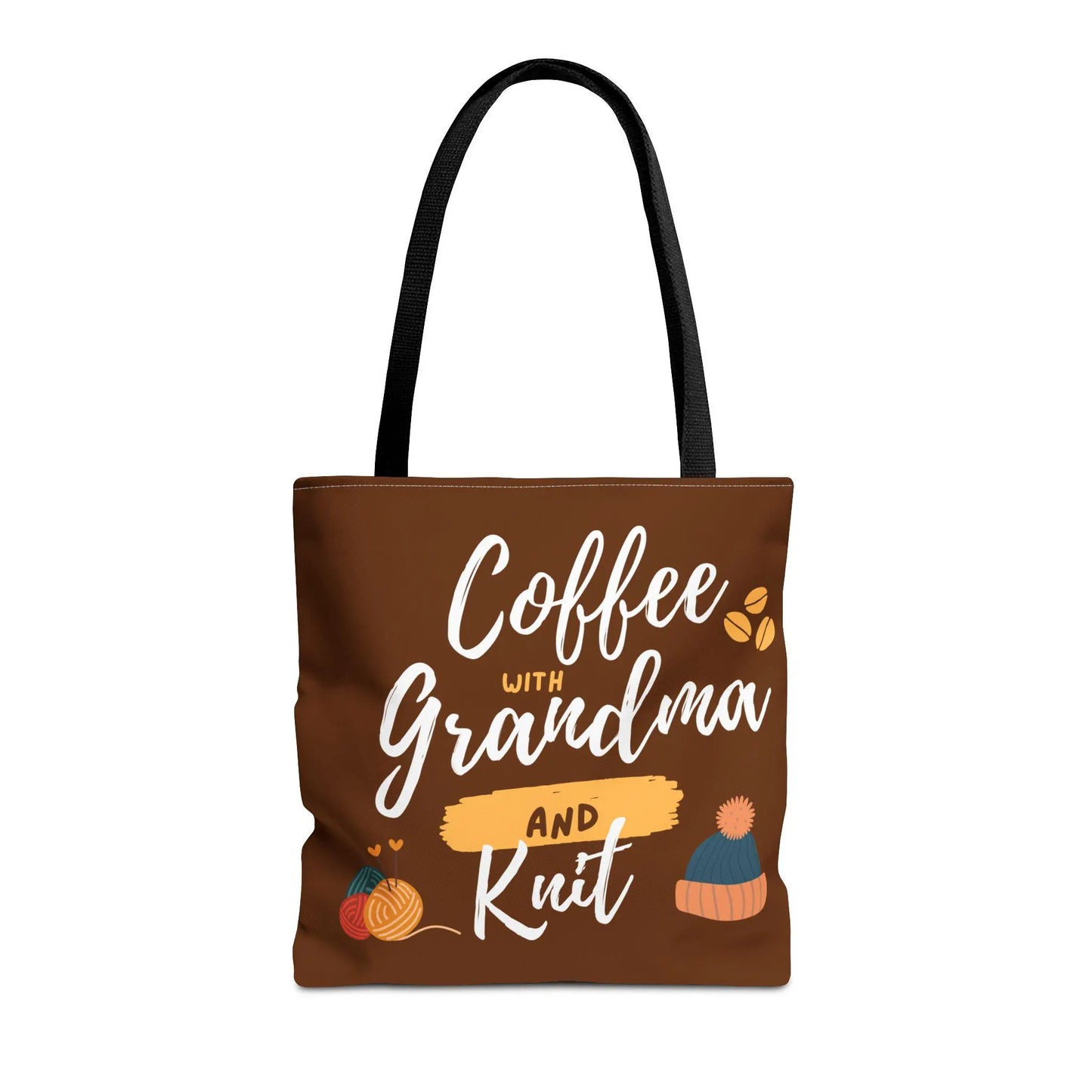 Tote Bag For Knitting and Crochet "Coffee With Grandma" theme
