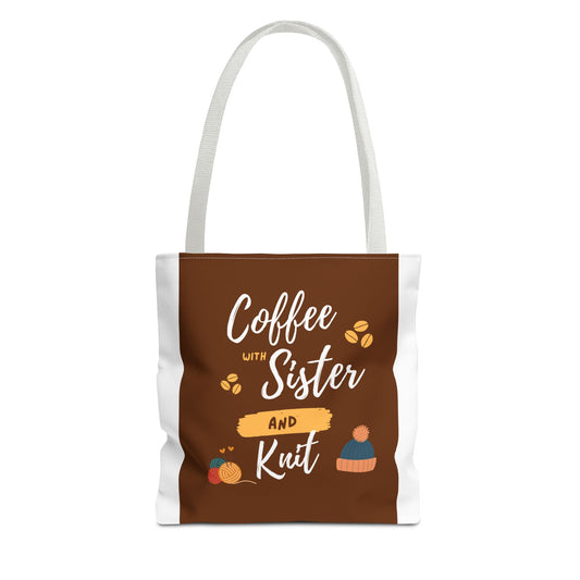 Tote Bag For Knitting and Crochet "Coffee with Sister" Theme