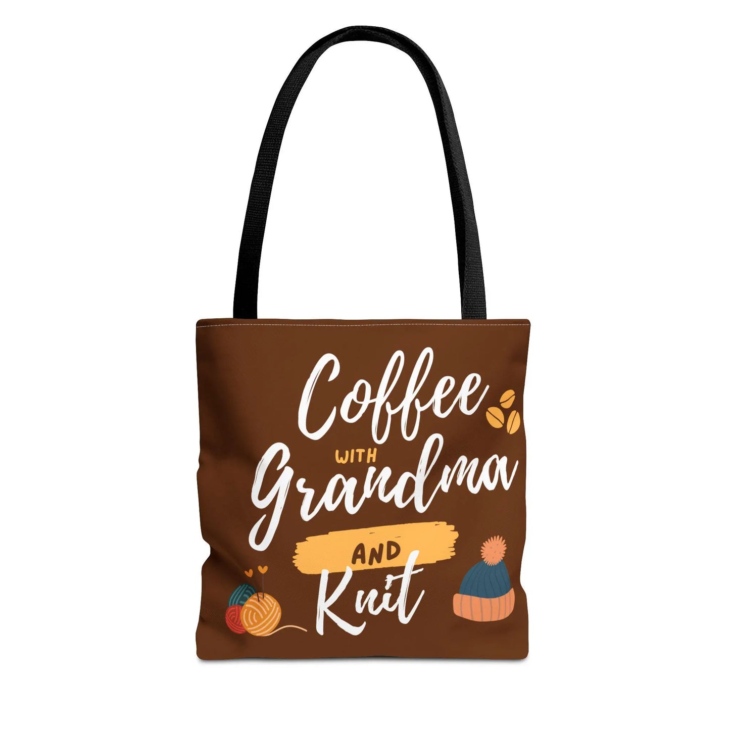 Tote Bag For Knitting and Crochet "Coffee With Grandma" theme