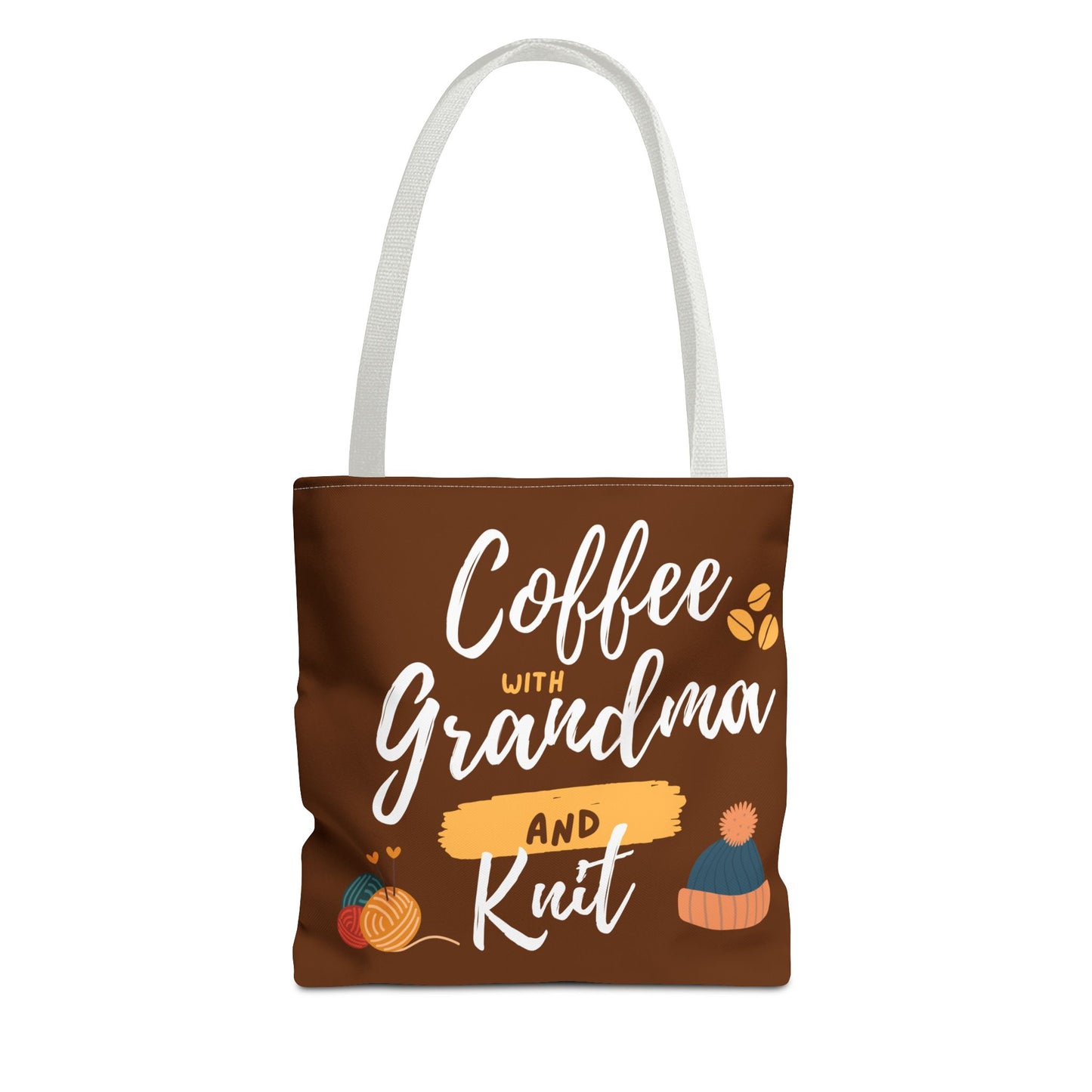 Tote Bag For Knitting and Crochet "Coffee With Grandma" theme